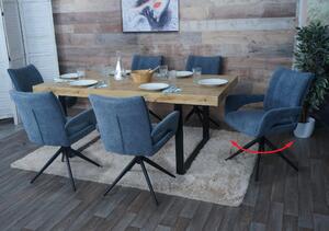 Set di 6 sedie da pranzo HWC-O78, sedia da cucina, girevole con ritorno automatico, tessuto/ceniglia (310g/m²) Oeko-Tex ~ grigio-blu