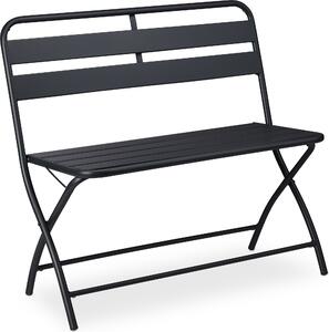 Panchina da giardino Relaxdays, pieghevole, L x P x A: 83,5 x 90 x 49 cm, resistente alle intemperie, a 2 posti, da giardino, da balcone, panca pieghevole, panca in acciaio, grigia