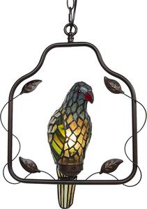 Clayre & Eef Lampada da soffitto Tiffany Parrot Brown Blue Metal