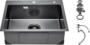 Lavello in acciaio inox 55x45x19 cm - Lavello a una vasca - Lavelli di alta qualità per la cucina moderna