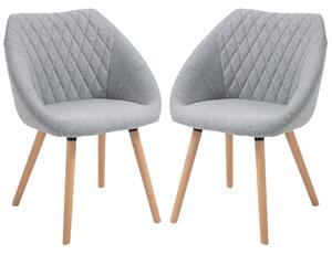 HOMCOM Set di 2 Sedie Moderne con Seduta Schienale braccioli ergonomici da Pranzo Design Scandinavo - Gambe affusolate in legno, Grigio|Aosom Italy