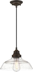Lampada a sospensione a una luce Iron Hill bronzo / vetro antico