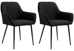 HOMCOM Set di 2 Sedie Moderne con Seduta Schienale braccioli ergonomici da Pranzo Design Scandinavo, Piedi affusolati in metallo, Nero|Aosom Italy