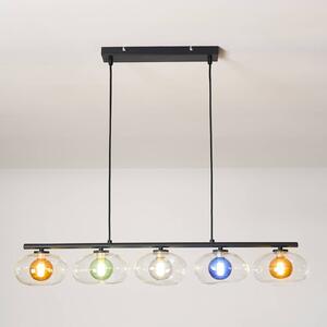 Eco-Light Lampada a sospensione Uranus, colorata, lunghezza 98 cm, a 5 luci, vetro