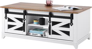 Tavolino rettangolare a 2 livelli con anta scorrevole - 1210x560x481mm - Tavolo da salotto moderno - Tavolino funzionale