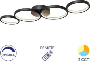 Braytron Moderna plafoniera LED di design dimmerabile 3CCT 3000-6500K telecomando 60W anelli nero