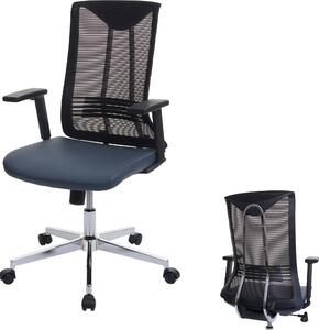 Sedia da ufficio HWC-J53, sedia girevole da scrivania, in similpelle ergonomica ~ blu-grigio