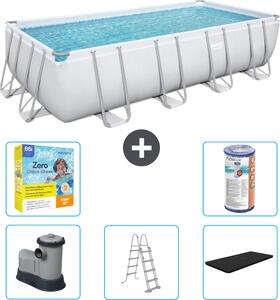 Piscina rettangolare Bestway Power Steel - 549 x 274 x 122 - Grigio - compresa pompa - scala - copertura pacchetto manutenzione - filtro