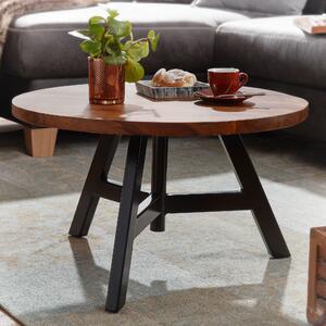 Tavolino 60x60x35 cm in legno massiccio di sheesham / metallo tavolino rotondo | Wohnling