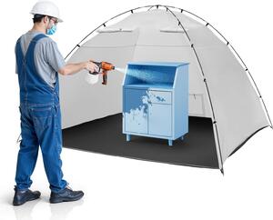Tenda per verniciatura - Cabina di verniciatura portatile - Area di lavoro 295 x 292 x 202 cm - Impermeabile - Pavimento integrato - Porta avvolgibile - Per armadi, sedie, tavoli
