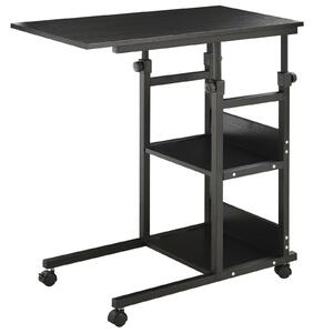 HOMCOM Tavolino da Salotto Tavolino a Rotelle Tavolino da Letto per Computer Portatile Altezza Regolabile - 2 Mensole integrate - telaio metallico Nero