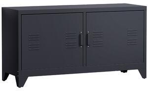 HOMCOM Mobile TV mobile televisivo design industriale 2 armadi con 2 ripiani regolabili passacavi struttura in acciaio nero