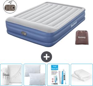 Materasso gonfiabile Bestway - 2 persone - 152 x 203 x 46 cm - Grigio/Blu - Accessori inclusi