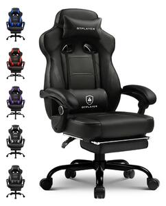 Sedia da gaming GTPLAYER con poggiapiedi, sedia da ufficio ergonomica con capacità di carico di 150 kg, poltrona da gaming con supporto lombare e poggiatesta, sedia da computer regolabile in altezza