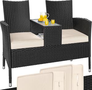 Casaria Panchina da Giardino Polyrattan Resistente 143x55x88cm Panca da Balcone 2 Posti Esterno Mobili Outdoor