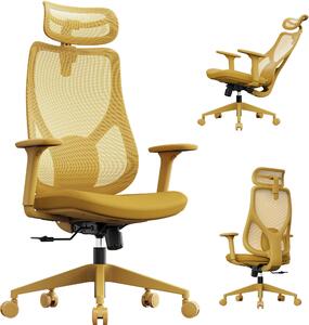SENSE7 Moyo Sedia da ufficio ergonomica Sedia da scrivania Gialla Braccioli 3D Schienale in rete Supporto lombare Sedia direzionale Sedia per home office e PC 150 kg