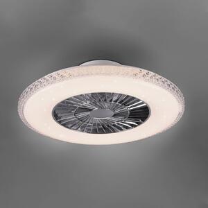 Reality Leuchten Ventilatore a pale LED Harstad, telaio cristallo