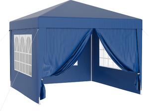 Padiglione Wiltec 3 x 3 m in blu con protezione UV 50+, padiglione da giardino con lati rimovibili, tenda per feste con finestre, ad esempio per terrazze e festival