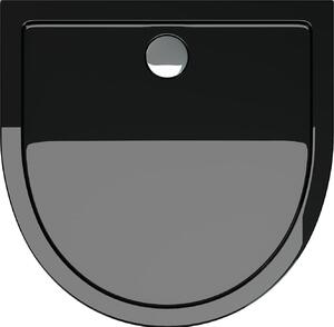 Doporro Piatto Doccia Semicircolare 90x90x4cm in Acrilico Nero, con Piletta di Scarico (AL01) Incluso Connessioni DIN Adatto per Installazione a Livello del Pavimento, Faro4