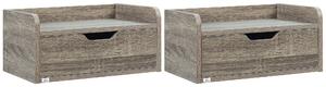 HOMCOM Set di 2 comodini da parete comodini da notte sospesi cassetto piano aspetto legno dim. 40L x 30l x 19,5A cm- grigio