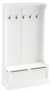 HOMCOM Mobile da ingresso con panca appendiabiti 3 in 1 5 ganci panca portaoggetti per soggiorno corridoio 96 x 34 x 179,7 cm crema