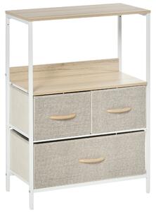 HOMCOM Cassettiera mobile da camera con 3 cassetti in tessuto, ripiano e piano superiore, 58L x 29P x 81,5H cm
