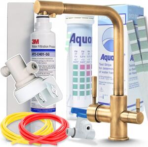 Miscelatore da cucina VENOM a 3 vie con filtro per l'acqua 3M, bocca estraibile, orientabile a 360°, in ottone, miscelatore da lavello per acqua potabile filtrata