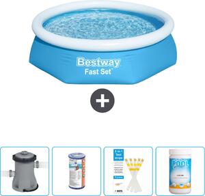 Piscina gonfiabile rotonda Bestway Fast-Set - 244 x 61 cm - blu - inclusa pompa - filtro - strisce reattive - cloro