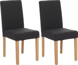 Set di 2 sedie per sala da pranzo Sedia da cucina Littau ~ tessuto, nero, gambe chiare