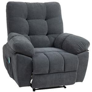 HOMCOM Poltrona massaggiante poltrona relax elettrica con funzione reclinabile vibrazione riscaldamento, telecomando incluso, grigio