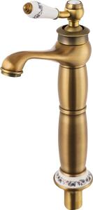 Rubinetto da lavabo - Da incasso - Corpo e valvola in ottone - Altezza 29,5 cm - Lunghezza tubo 50 cm - Attacco 0,95 cm - Peso 1,35 kg - Oro