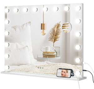 HOMCOM Specchio trucco luminoso LED intensità regolabile specchio ingrandente porta di carica USB, 80 x 62 cm
