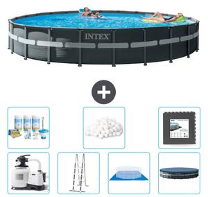 Piscina Intex Round Ultra XTR Frame - 732 x 132 cm - inclusa pompa - scaletta - telo di fondo - confezione di manutenzione della copertura - sfere filtranti - piastrelle per il pavimento