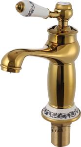Rubinetto per lavabo, materiali resistenti, design elegante, giallo