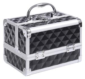 HOMCOM Valigia per il trucco stoccaggio a 3 livelli con specchio bloccabile con 2 chiavi dim. 20L x 15l x 15H cm nero