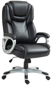 HOMCOM Sedia da ufficio poltrona da ufficio con funzione basculante ruote girevoli 360° 66 x 75,5 x 115,5-124,5 cm nero | Aosom Italy