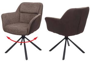 Set di 2 sedie per sala da pranzo HWC-K33, sedia da cucina Sedia, posizione girevole automatica, tessuto MVG ~ Pelle finta, marrone-marrone scuro