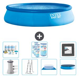 Piscina gonfiabile rotonda Easy Set di Intex - 457 x 107 cm - blu - pompa inclusa - scaletta - telo per il pavimento - pacchetto di manutenzione della copertura - filtro - piastrelle per il pavimento