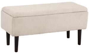 HOMCOM Panca Fondoletto con Vano Contenitore da 47L e Rivestimento Bouclé, 95x38x45 cm, Beige|Aosom