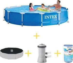 Piscina Intex con struttura in metallo - 366 x 76 cm - Inclusa vela solare, pompa filtro e filtro