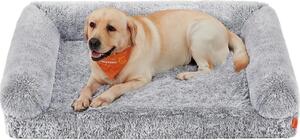 FEANDREA FluffyHug XXL, cuccia per cani di taglia grande, in schiuma ondulata, lavabile e sfoderabile, 122 x 85 x 24 cm, grigio ombra