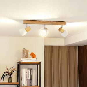 Plafoniera Lindby Thorin, 47 cm, a 3 luci, bianco, legno, E14 Thorin Lindby, dimmerabile, Legno chiaro, Soggiorno / Sala da pranzo, Legno, Scandinavo, Faretto