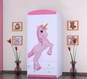 BDW Armadio, 2 ante, 2 cassetti, Armadio, 180x90 cm, Rosa