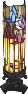 Clayre & Eef Lampada da tavolo Tiffany 15x15x27 cm Beige Fiori di vetro blu