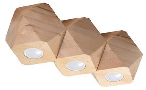 Lampada da soffitto WOODY 3 in legno naturale 3xGU10 10W legna 12x12x36cm Sollux Lighting