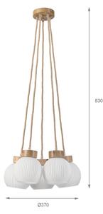 Lampadario a sospensione con cavo LOOMIS 5xE27/15W/230V 83 cm beige/rovere