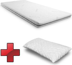 Supportho premium cold foam topper 100 x 200 cm H3, altezza 9 cm, grado di durezza H3 con rivestimento antibatterico + cuscino CloudComfort Basic gel-flake 40 x 80 cm