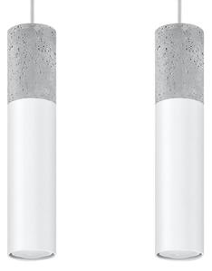 Lampada a sospensione BORGIO 2 bianco 2xGU10 10W acciaio/cemento 90x6x30cm Sollux Lighting