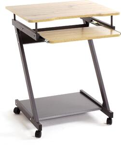 Scrivania per computer HAKU su rotelle, antracite, rovere - MDF, metallo, L/A/P: 60x76x49 cm