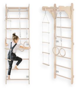 Scala da ginnastica per bambini (210 cm), Scala da allenamento a muro, Scala di corda per bambini, Parco giochi in legno per la casa